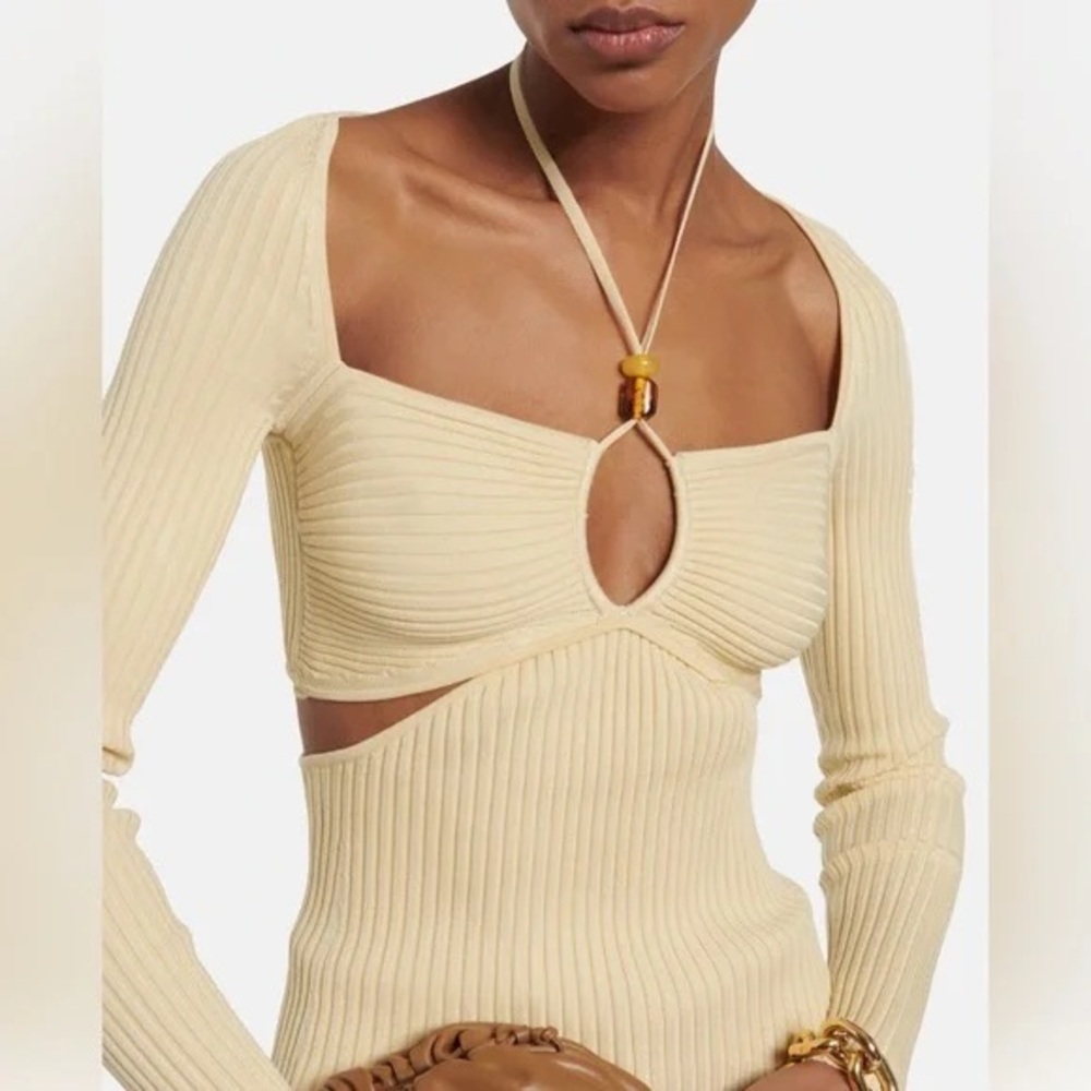 Jonathan Simkhai Yellow Ribbed Cut-Out Top